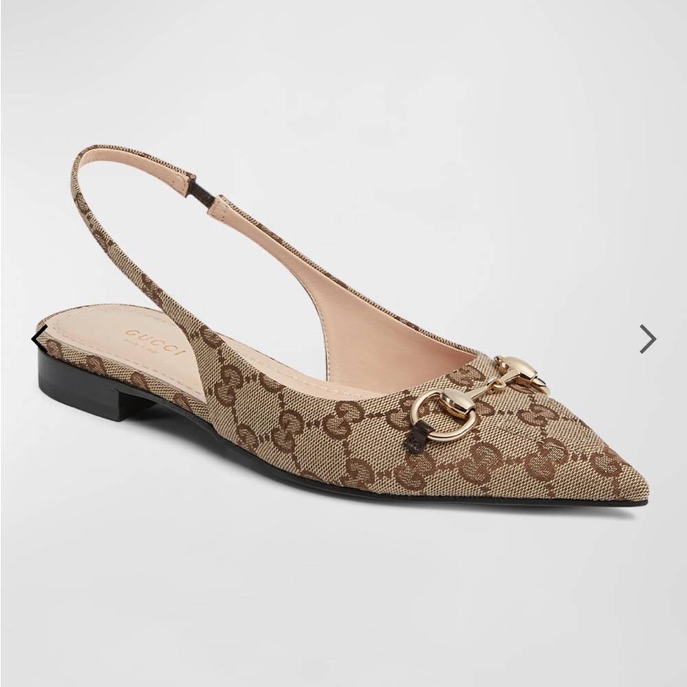 Gucci Monogram Slingback Flats